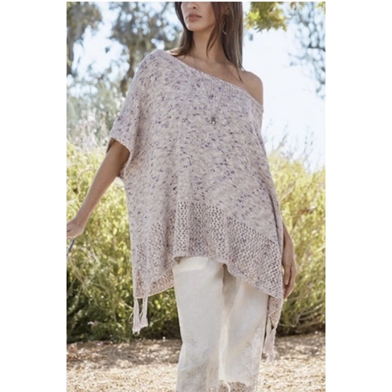 Johnny Was Poncho Tassel Boho Embroidered Women's Size S Lightweight Kimono Top